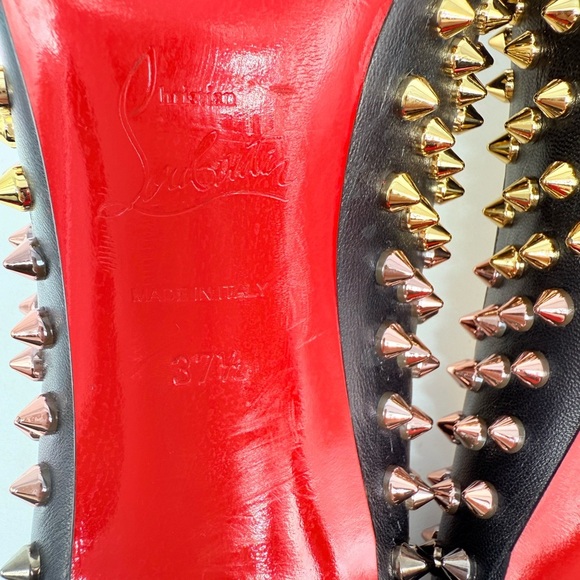 Christian Louboutin Black Leather Pigalle Ombre Spike 100mm pumps EU 37.5 - Picture 8 of 9